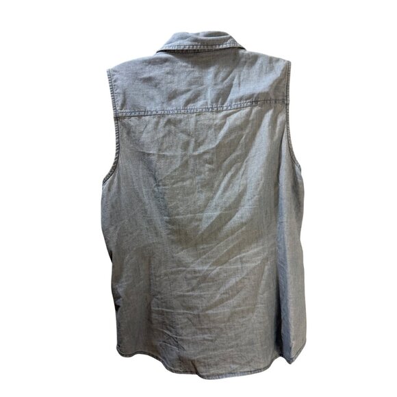 J.Crew Womens Chambray Sleeveless Button-Down Shirt‎ Medium - Picture 2 of 8